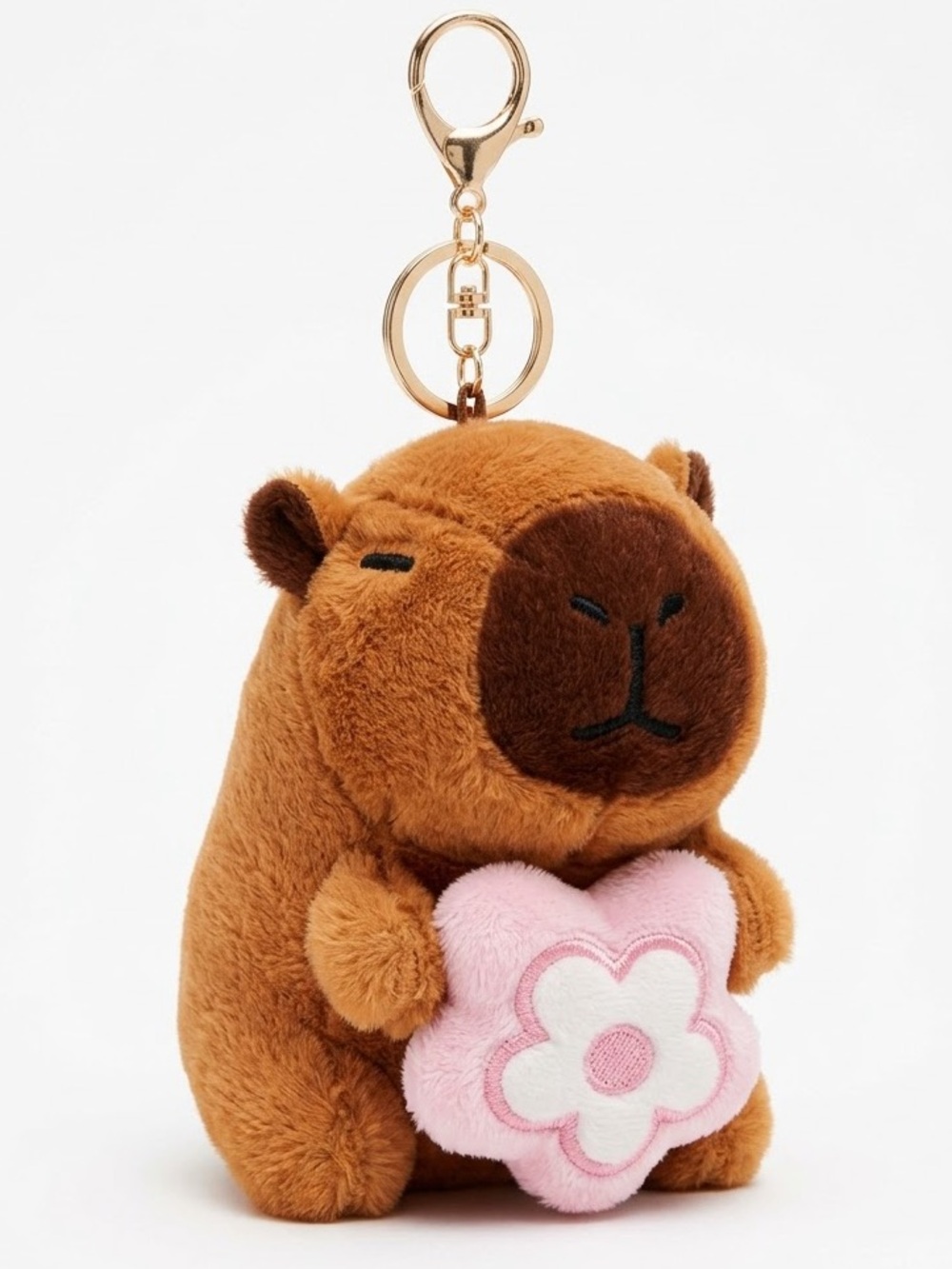 Capybara Pink Flower bag charm key chain